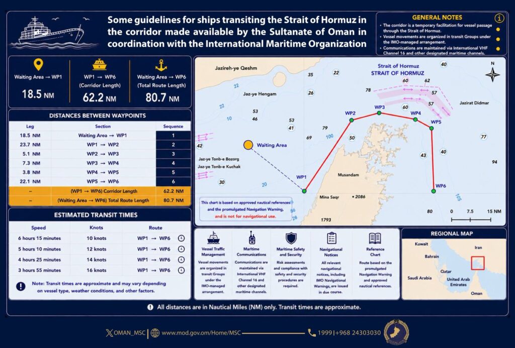 Temporary Route Map for Ships in The Strait Of Hormuz Publish By Sultanate of Oman 1 Breaking News, Latest News, Oman News, Gulf News, Muscat News